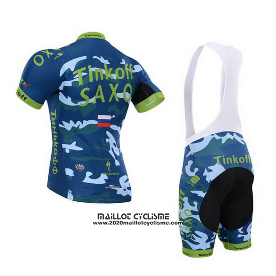 2015 Maillot Ciclismo Tinkoff Saxo Bank Azur et Bleu Manches Courtes et Cuissard